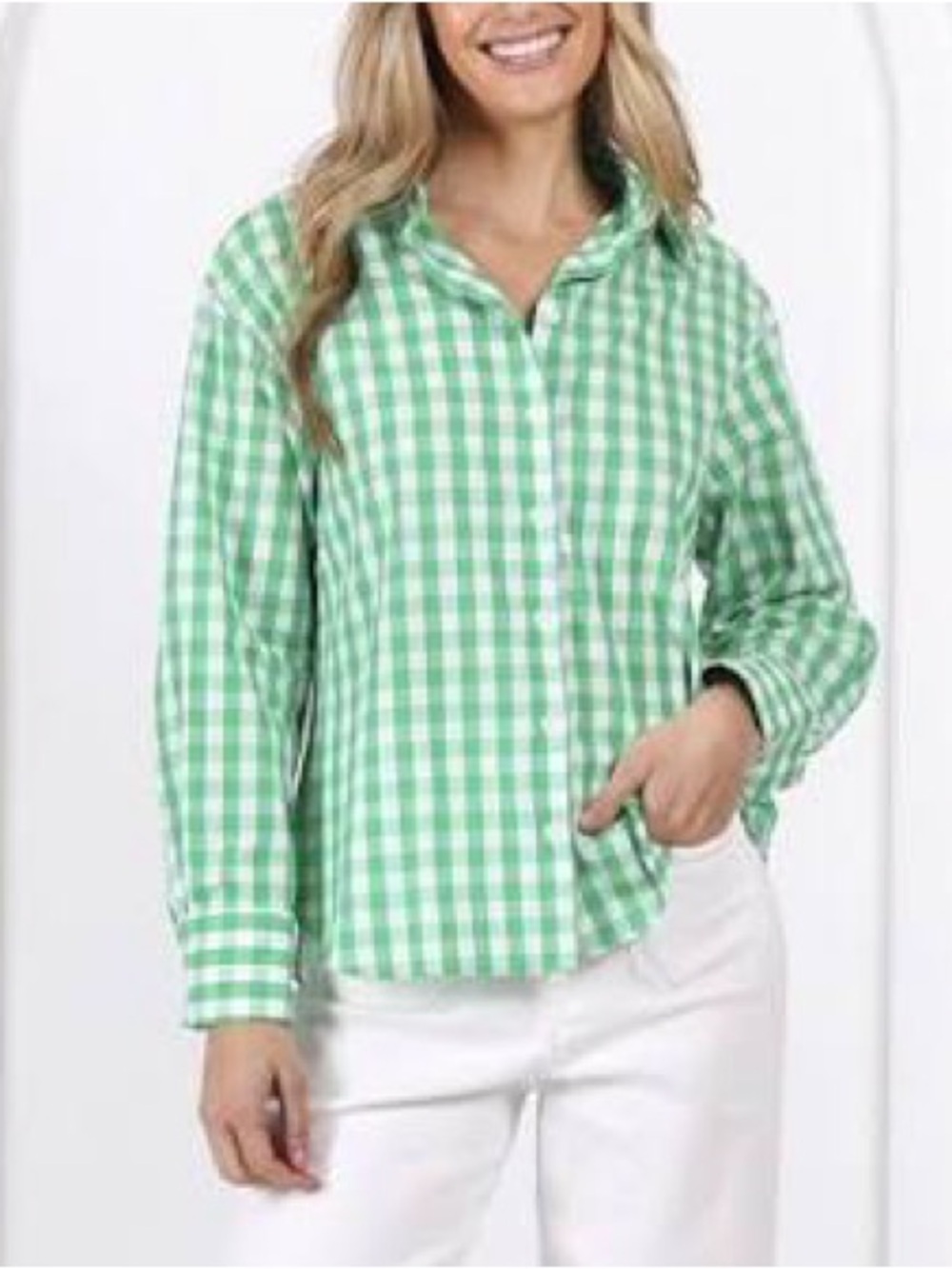 Ralph Lauren Green Gingham Button-Down Shirt - Women - Picture 5 of 12